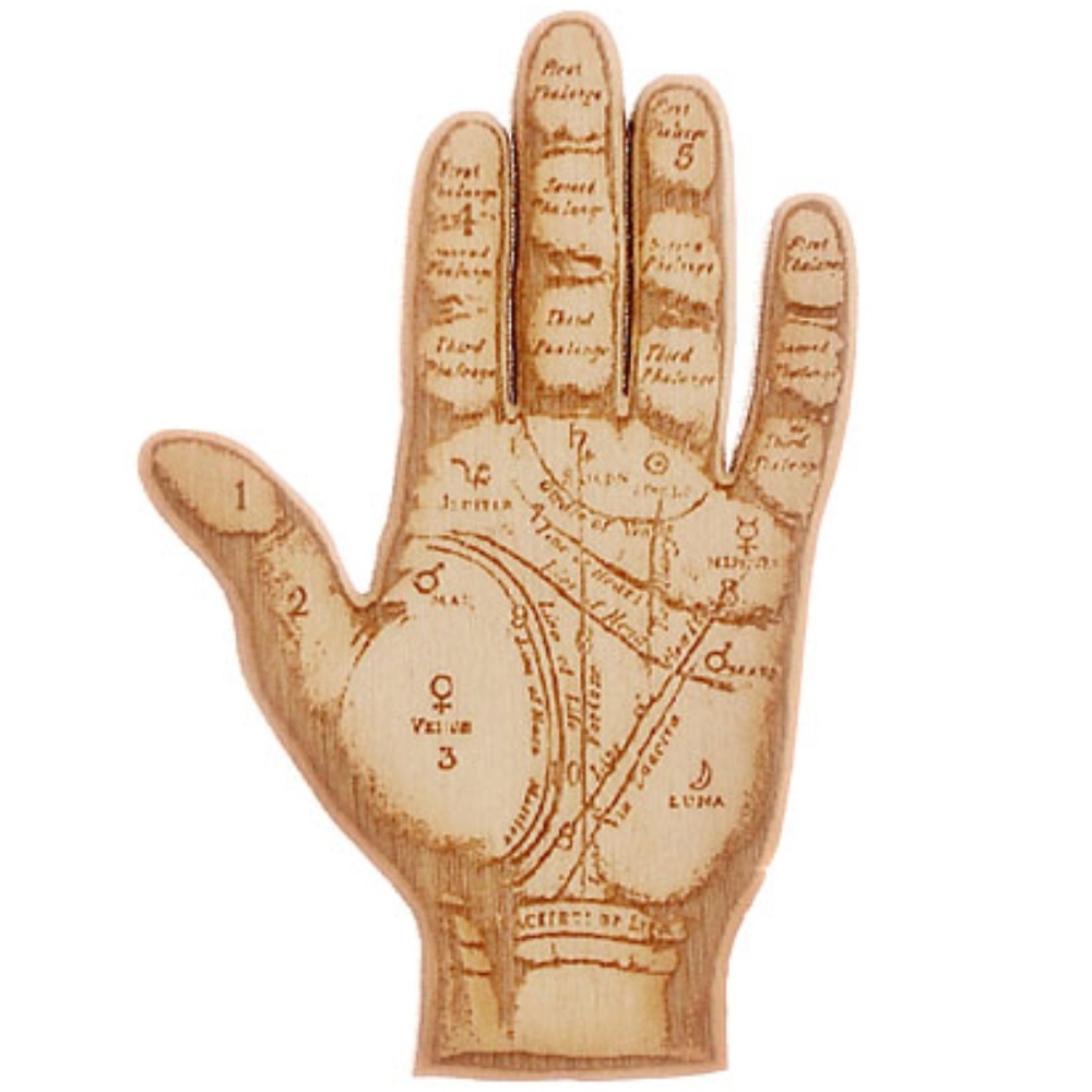 NEW My Fate Is In Your Hand Brooch Pin Gypsy Boho Mystic Occult Halloween